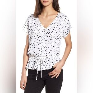 Rails Bretton Peplum Top in Black Hearts - Size XS